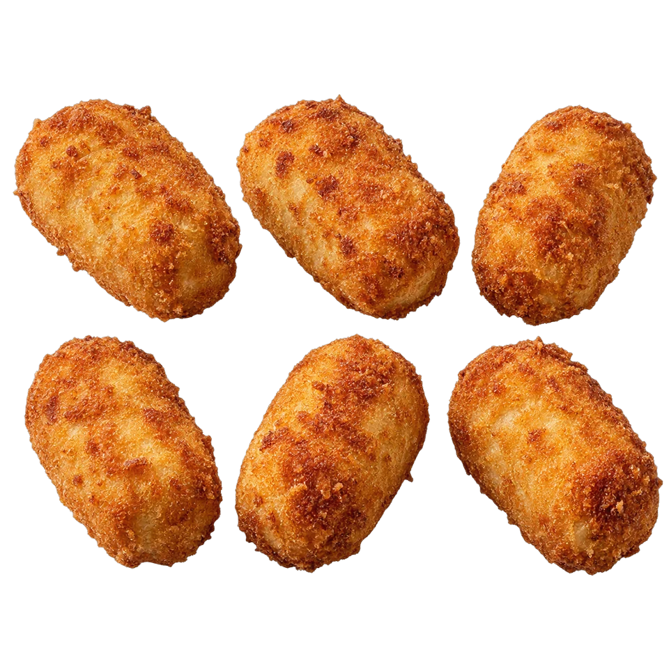 Menú 13 · 6 croquetas, patatas, salsa blanca y bebida