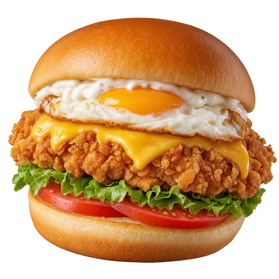 Menú 11 · Hamburguesa de pollo empanado con patatas y bebida